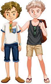two age boys cartoon character on