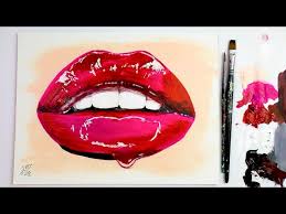 to paint red glossy lips with acrylics