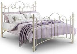 Florence Stone White Metal Bed Frame