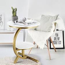 White Coffee Side Table Sofa Marble End