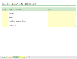 House Cleaning Checklist Excel