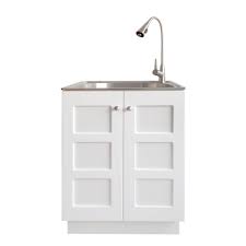 Laundry & utility sinks stainless steel, stone, fireclay, or thermocast acrylic construction. Presenza All In One 24 2 In X 21 3 In X 33 8 In Stainless Steel Laundry Sink And White Cabinet With Reversible Doors Ql039 The Home Depot