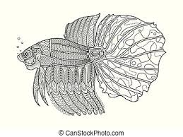 Betta fish are stunning pets that come in a variety of colors and patterns. Betta Fish Hand Drawn Coloring Page Zentangle Doodle Art For Adult And Children Coloring Book Canstock