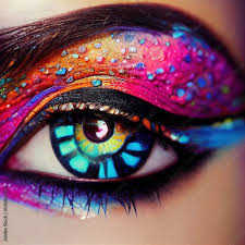 fantasy eye with beautiful makeup close