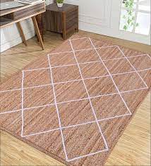 braided square brown white jute rug