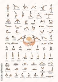 hand drawn poster of hatha yoga poses