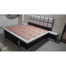 White And Black Wooden Double Bed With