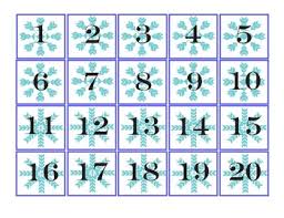 Winter Pocket Chart Numbers 1 100 Snowflakes