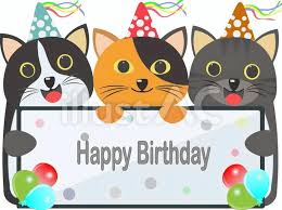 birthday card with cat ilration