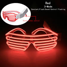 Us 6 13 48 Off Neon Party El Glasses El Wire Fashion Led Sunglasses Light Up Shutter Shaped Glow Glasses Gift Rave Costume Dj Sound Control In Led