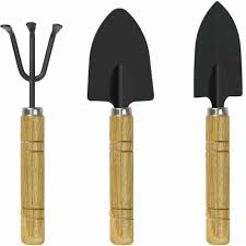 Set Of 3 Mini Garden Tools With Wooden