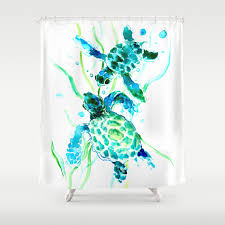 Sea Turtles Turquoise Blue Design Shower Curtain