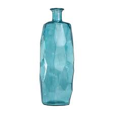 Litton Lane Teal Tall Spanish Bottleneck Recycled Glass Decorative Vase Blue