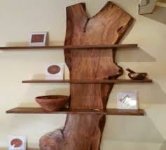 Triple Wall Shelves On Rustic Raw Wood