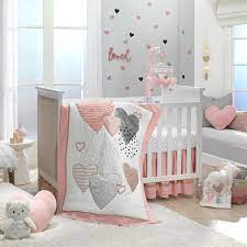 heart pink grey white 4 piece baby crib