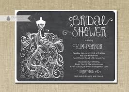 Chalkboard Bridal Shower Invitation Gown Sketch Black White
