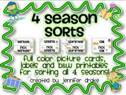 4 Seasons Sorting Pack Color Picture Cards Pocket Chart