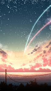 comet sunset scenery anime art 4k