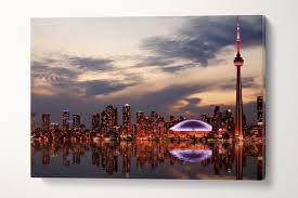 Toronto Skyline Wall Art Canvas Leather