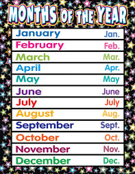 Fancy Stars Months Of The Year Chart