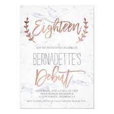 Rose Gold Typography Debut Marble 18th Birthday Invitation
