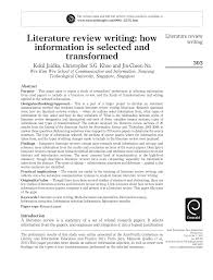 Pdf Literature Review Writing How Information Is Selected