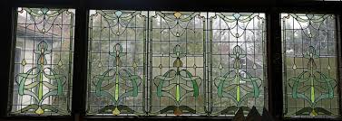 Art Nouveau Leaded Stained Glass Window