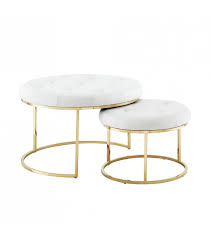 White Faux Leather Round Tufted 2 Pc