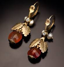 rare antique russian amber earrings