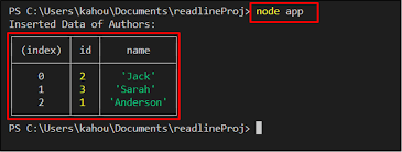 sqlite database and table in node js