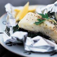 foil baked sea b with spinach recipe