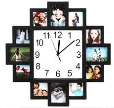 12 Photoes Photo Frame With Wall Clock