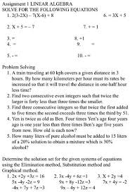 Assignment Linear Algebra Solve For The