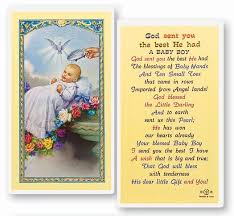 baby boy baptism prayer card divine