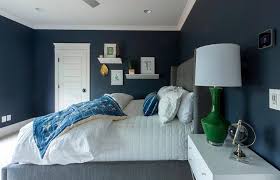 dark blue bedroom walls with charcoal