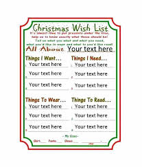 Printable Christmas List Template Wish Free Gift