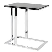 Declan Glass Side Table In Black With