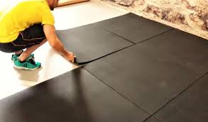 installing rubber flooring tiles