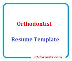 Orthodontist Resume Template Cvformats Com