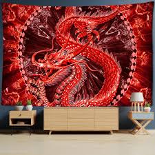 Red Dragont Tapestry Wall Hanging Asian