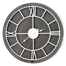 Williston Grey Large Round Wall Clock
