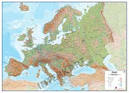 Europakarte 2018/2019 mit nützlichen zusatzinformationen für europareisende. Physikalische Europa Landkarte 139 X 100cm