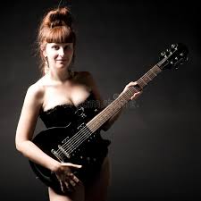 Junge Nackte Frau Mit Einer E-Gitarre Im Studio Stockfoto - Bild von leute,  gitarrist: 45784086