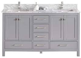 A backsplash on your bathroom vanity protects the wall from being soaked by spills and splatters. 190160d03 Light Grey 60 Bathroom Vanity Set Vanity Cabinet And Double Side 2 Sinks Combo Solid Wood Cabinetmarble Counter Top And Backsplash Wsink Set No Mirror