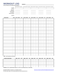 Free Printable Workout Log Pdf From Vertex42 Com Workout