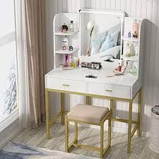 aousthop vanity set with lighted mirror