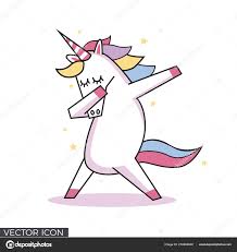 dabbing unicorn white background stock