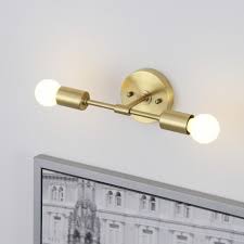 2 Light Brushed Gold Wall Sconce Modern