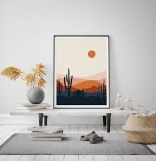Mid Century Modern Desert Print Cactus