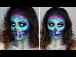 mermaid skull halloween make up